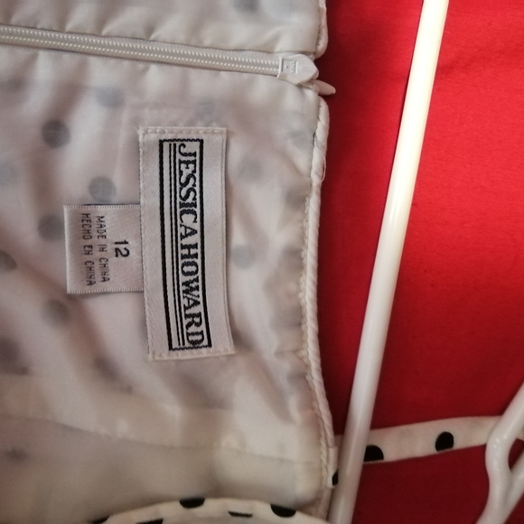 White with black polka dot fit and flare dress - Picture 7 of 7